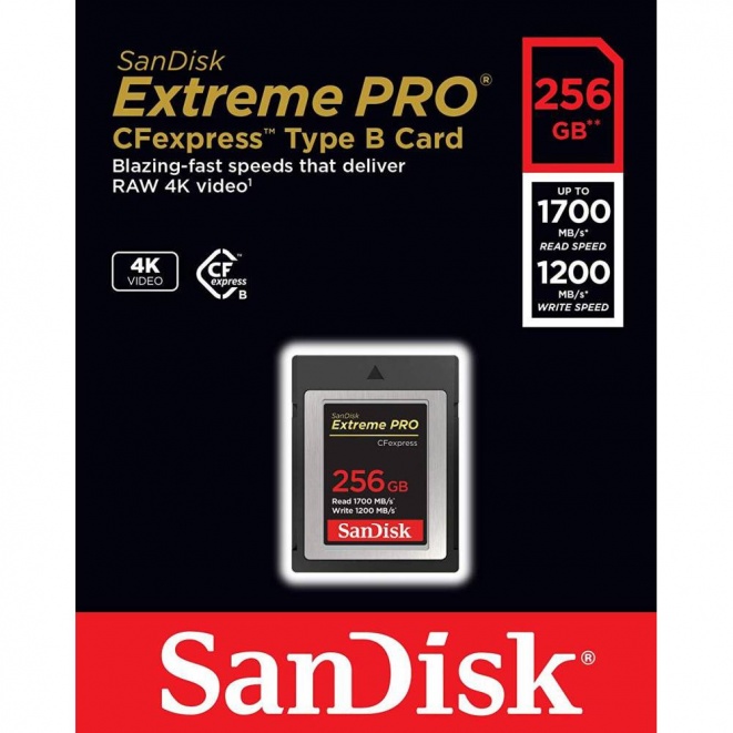 SanDisk Extreme PRO CFexpress Card Type B 1700MBs 256GB SDCFE-256G